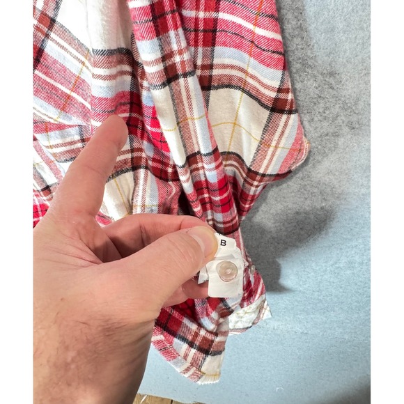 Croft & Barrow Flannel Shirt Plaid Button‎ Up Long Sleeve Red White XXL - Picture 11 of 15